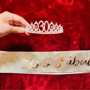 30 and Fabulous Gold Tiara and Sash Set